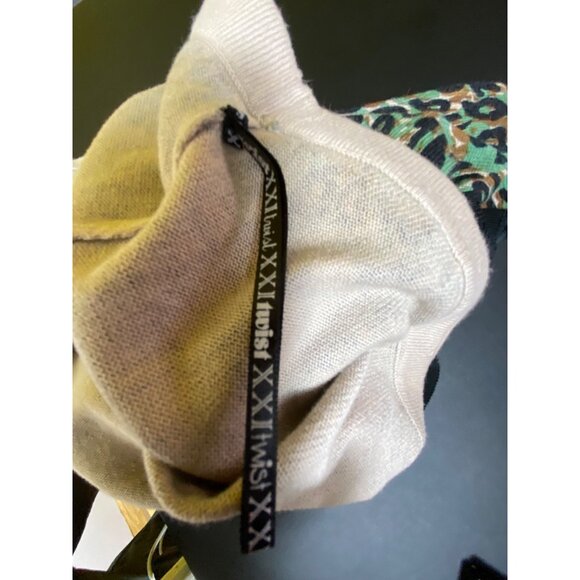 Y2K Army Green &‎ Black Leopard Print Knit PencilSkirt Sweater Large Camo Sexy - Picture 10 of 10